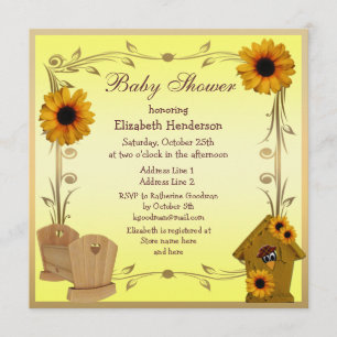 Invitación Girasoles, pesebre y cuervo de Baby Shower de la
