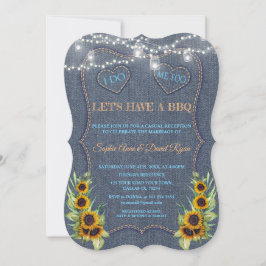 Invitación Girasoles románticos Denim String Luces I DO BBQ