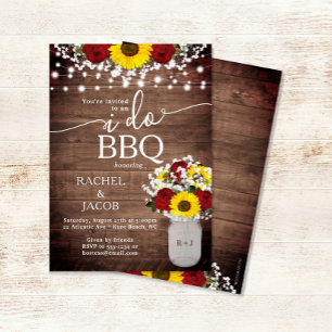 Invitación Girasoles Rosas Frasco de Mason Te Amo BBQ Comprom