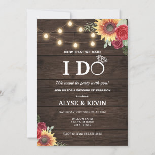 Invitación Girasoles, Rosas, Luces y Madera de Granero YO HAG