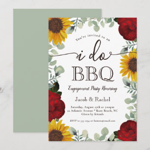 Invitación Girasoles Rosas Verde Salvia Yo Hago Barbacoa Comp