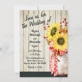 Invitación Girasoles rusos en madera todo en un Boda
