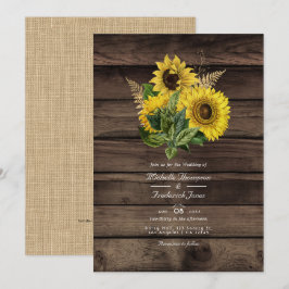 Invitación Girasoles Rústicos Código QR RSVP Boda de Campo