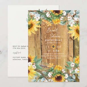 Invitación Girasoles Rústicos Explosión de Ducha de Novia de
