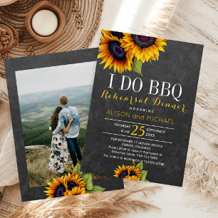 Invitación Girasoles rústicos hago cena de ensayo de barbacoa
