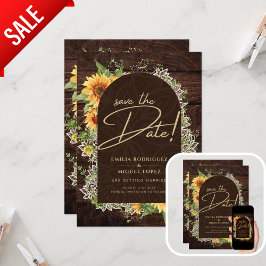 Invitación Girasoles Rústicos y Encaje Avisa el Día de la Bod