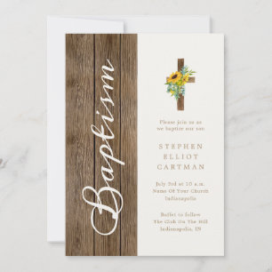 Invitación Girasoles sobre el bautismo artístico elegante de 