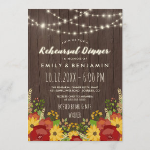 Invitación Girasoles y cadenas Encender con un ensayo rústico