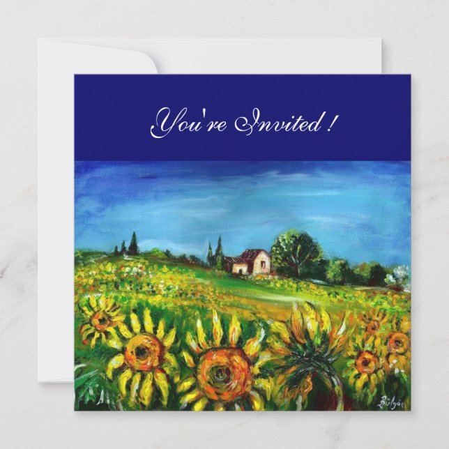 INVITACIÓN GIRASOLES Y CAMPO EN LA TOSCANA, (Anverso)