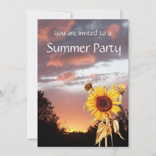 INVITACIÓN GIRASOLES Y PUESTA DE SOL DE VERANO FIESTA DE BODA