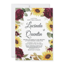 Girasoles y Rosas Boda Rústico Rojo Borgoña