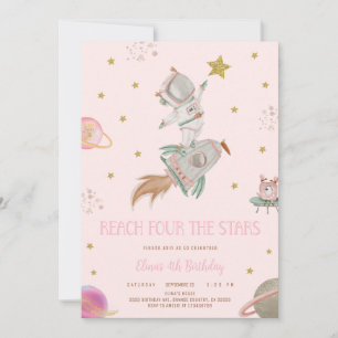 INVITACIÓN GIRL ASTRONAUT INVITATION, REACH FOUR THE STARS