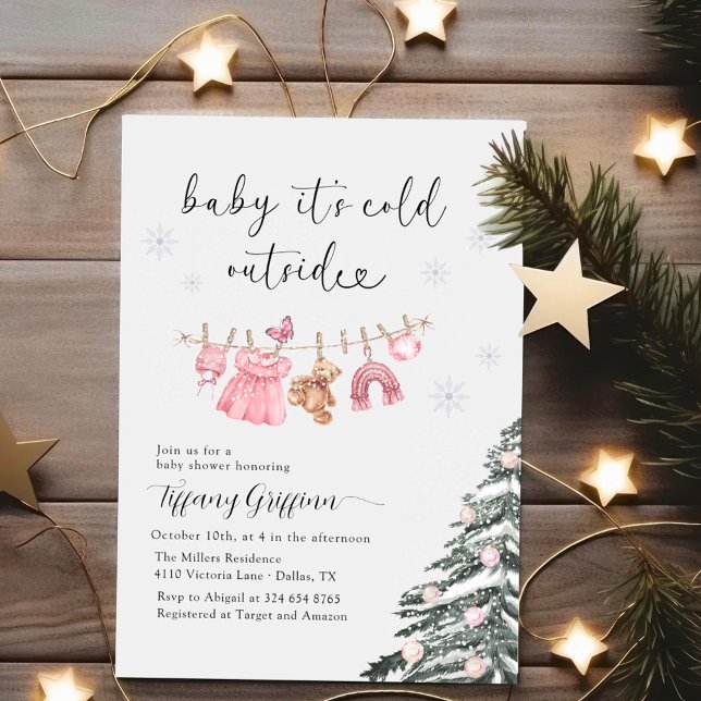 Invitación Girl Baby Shower Its Cold Outside| Clothes  (Subido por el creador)