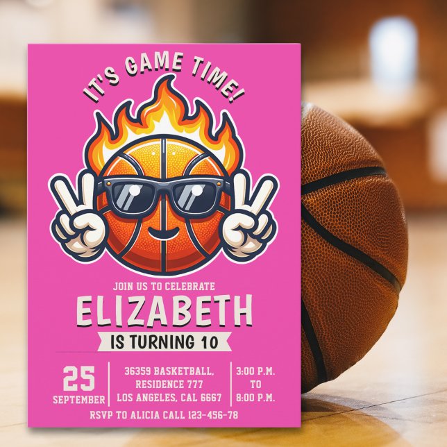 Invitación Girl birthday party with a basketball Ball theme (Subido por el creador)