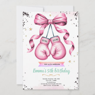Invitación Girl boxing theme party invitation