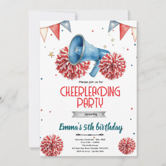 Invitación Girl Cheerleader party Invitation 
