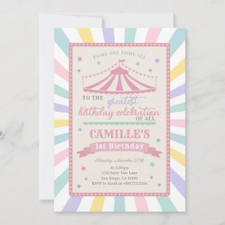 Invitación Girl Circus Theme Birthday Party Invitation