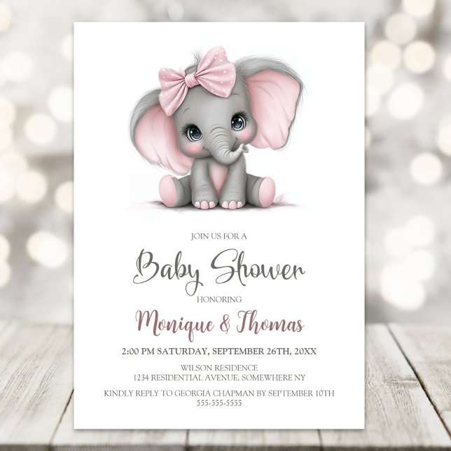 Invitación Girl Elephant Baby Shower Invitation (Subido por el creador)