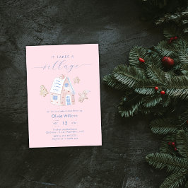 Invitación Girl Gingerbread It Takes A Village Baby Shower