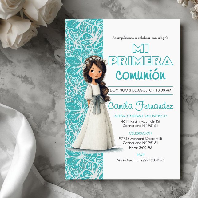 Invitación Girl’s First Communion Cute Catholic Religious (Subido por el creador)