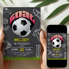 Invitación Girl Soccer Ball Birthday Party Invitation