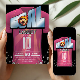 Invitación Girl Soccer Shirt Birthday Party Invitation