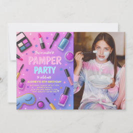 Invitación Girl Spa Pamper Party Birthday Photo Invitation
