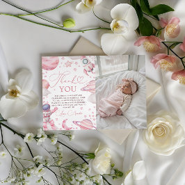 Invitación Girl Space Photo Thank You Card
