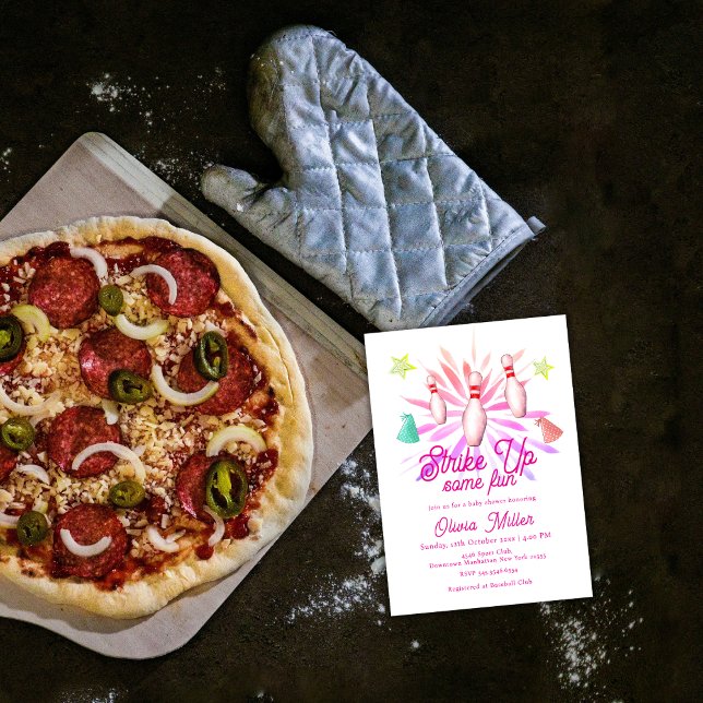 Invitación Girl Strike Up Some Fun Bowling Sport Baby Shower (Girl Strike Up Some Fun Bowling Sport Baby Shower Invitation)