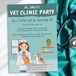 Invitación Girl Veterinarian Vet Animal Clinic Kids’ Birthday