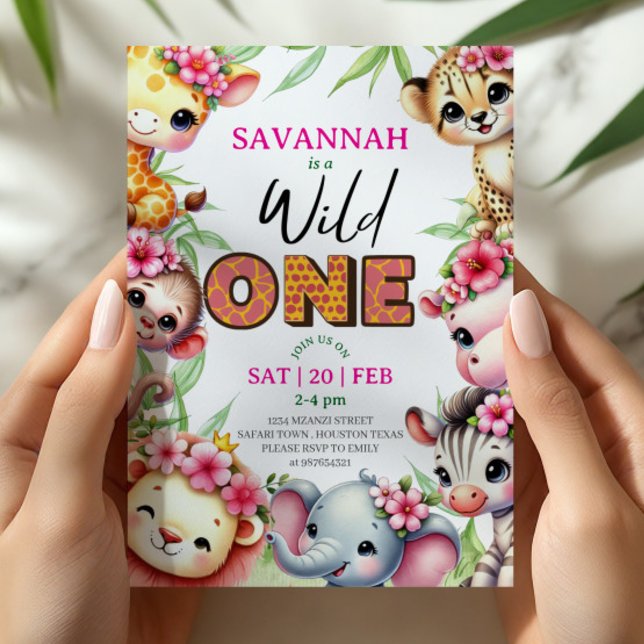 Invitación Girl Wild One Jungle Safari Birthday Invitation (Subido por el creador)