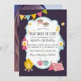 Invitación Girlie Glamping Partido de Cumpleaños añadir foto 