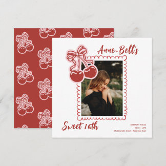 Invitación Girls Cherry Sweet 16th Birthday Invitation