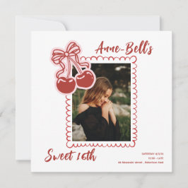 Invitación Girls Cherry Sweet 16th Birthday Invitation