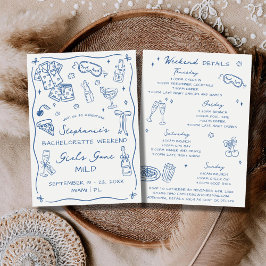 Invitación Girls Gone Mild Bachelorette Party Itinerary Blue