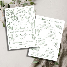 Invitación Girls Gone Mild Bachelorette Party Itinerary Sage