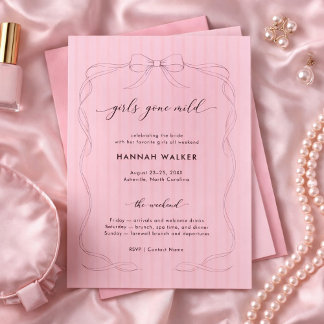 Invitación Girls Gone Mild Bow Stripe Bachelorette Weekend