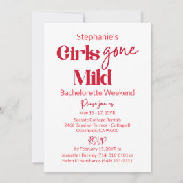 Invitación Girls Gone Mild Classic Bachelorette Beach Weekend