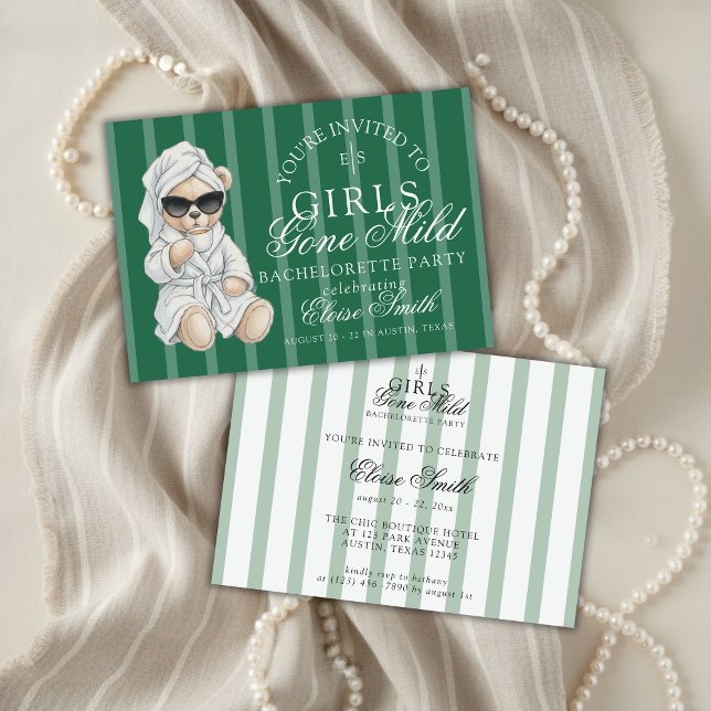 Invitación Girls Gone Mild Spa Bear Bachelorette (Not every bachelorette party needs to be wild—and that’s exactly the vibe of Girls Gone Mild!)
