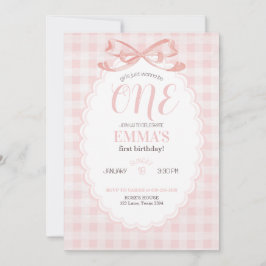 Invitación Girls Just Wanna Be One 1st Birthday Pink Gingham