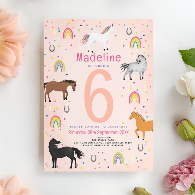 Invitación Girls Magical Cute Pastel Pink Unicorn Birthday (Subido por el creador)