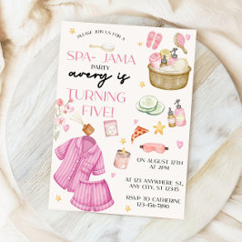 Invitación Girls Pink Spa-Jama Sleepover Birthday Invitation