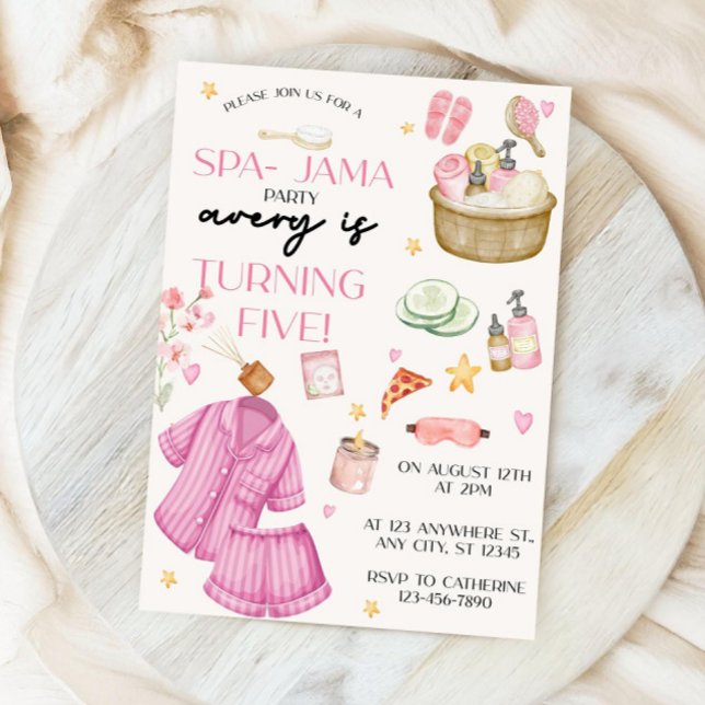 Invitación Girls Pink Spa-Jama Sleepover Birthday Invitation (Subido por el creador)