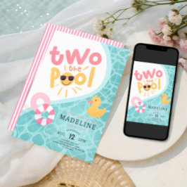 Invitación Girls Pink Two The Pool Summer Splash 2nd Birthday