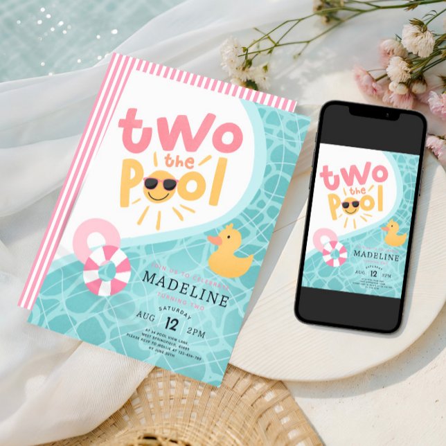 Invitación Girls Pink Two The Pool Summer Splash 2nd Birthday (Subido por el creador)
