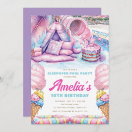 Invitación Girls Sleepover Pool Party