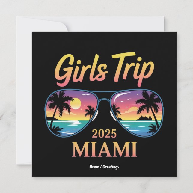 Invitación  Girls Trip Miami 2025 Unforgettable Women Weekend (Anverso)
