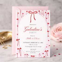 Invitación Girls Valentine's Day Invite Pink & Red