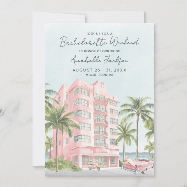 Invitación Girls Weekend Miami Beach Bachelorette Party (Anverso)