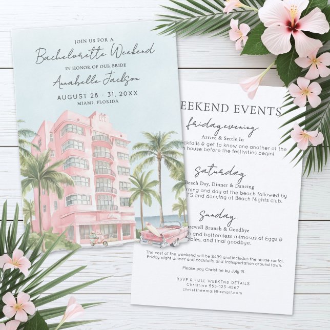 Invitación Girls Weekend Miami Beach Bachelorette Party (Girls Weekend Miami Beach Bachelorette Party Invitation)